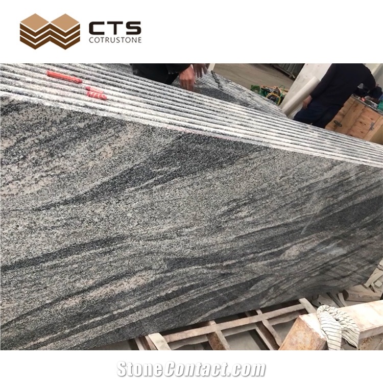 Grey Silver China Juparana Granite Tiles Nice Pattern